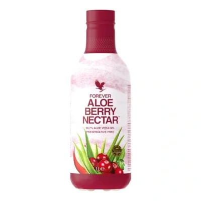 Abbildung von Forever Aloe Berry Nectar, 100% pures Vera Gel, 1 Liter, ohne Zusatz von Konservierungsstoffen, Vitamin C, Cranberry, Granatapfel, Apfelsaft, glutenfrei, Energielieferant, fruchtiger Saft