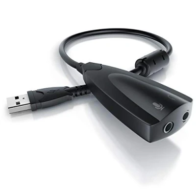 Abbildung von USB 7.1 Soundkarte extern Virtual Surround Sound Card Adapter Dynamic 3D für Computer Notebook Ultrabook Tablet PC MacBook Plug &amp; Play Windows 11 kompatibel schwarz