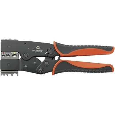 Abbildung von TOOLCRAFT 2 in 1 818644 Crimpzange Isolierte Flachstecker, Kabelschuhe, Halterung