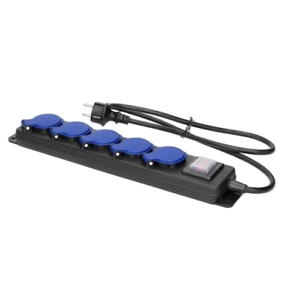 Abbildung von Miratic Mehrfachsteckdose Außen mit Schalter IP44 5 Steckdosen 2P+Z IP44, Gummikabel, H05RR F 3x1,5mm² (3 m)