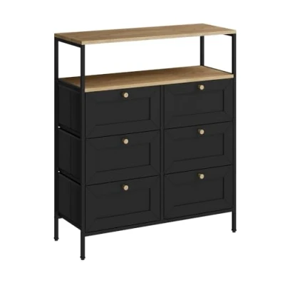 Abbildung von Vicco Kommode Belaro, Schwarz, 80 x 95 cm mit 6 Schubladen