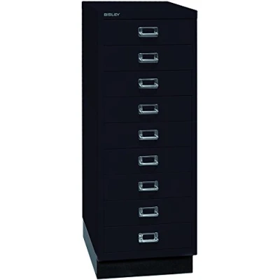 Abbildung von BISLEY MultiDrawer, 39er Serie mit Sockel, DIN A3, 9 Schubladen, Metall, 633 Schwarz, 43.2 x 34.9 94 cm