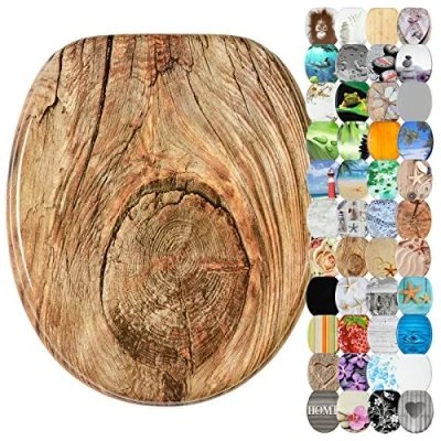 Abbildung von Sanilo WC Sitz mit Absenkautomatik I Hochwertiger Toilettensitz aus Holz Toilettendeckel in verschiedenen Motiven (Rustikal)