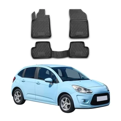 Abbildung von OMAC 1511444 Fußmattensatz Gummi, TPE (thermoplastischer Elastomer) 4 schwarz CITROËN: C3 II