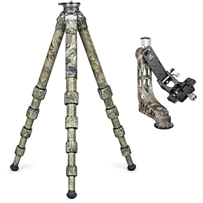 Abbildung von LEOFOTO Carbon Dreibeinstativ LS 365CEX Ranger mit Nivellierbasis + PG 1 Gimbal Full Camo