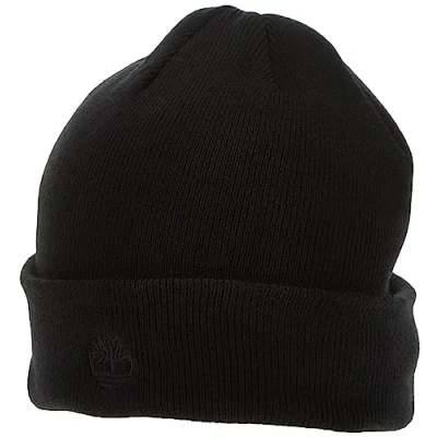 Abbildung von Timberland Herren Beanie mit Bündchen und gesticktem Logo Winter Hut, schwarz, Einheitsgröße