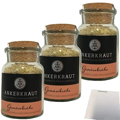 Abbildung von Ankerkraut Gemüsebrühe ohne Geschmacksverstärker und Zusatzstoffe 3er Pack (3x90g Glas) + usy Block