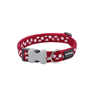 Abbildung von Red Dingo Nylon Hundehalsband, weiße Punkt an rot, M (DC S5 RE 20)