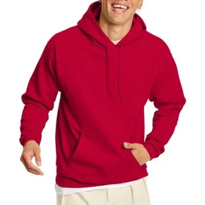 Abbildung von Hanes EcoSmart Herren Kapuzenpullover, mittelschweres Fleece, Pullover mit Kapuze für Herren, tiefes rot, XX Large