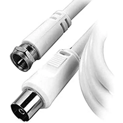 Abbildung von Vivanco Empfängeranschlusskabel (F Stecker auf Koaxkupplung, 5m) weiß