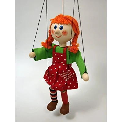 Abbildung von Marionette M&auml;dchen mit Z&ouml;pfen, 20 cm, Holz Marionette, Dekoartikel