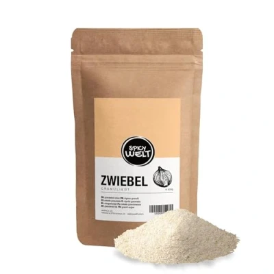 Abbildung von Spicy Welt Zwiebelgranulat (500g) Zwiebel Granuliert Ideal für Rubs &amp; Marinaden, Würzen Ohne Klumpen Intensiv, Herzhaft Aromatisch 100% Naturrein, Zusätze