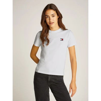 Abbildung von Tommy Jeans Badge TEE Tshirt basic, Damen, Größe: 40, Ecru