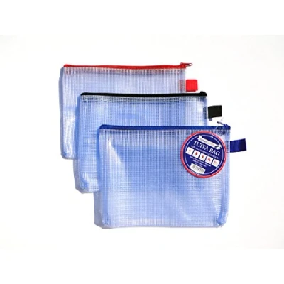 Abbildung von A5 Tuff Bag Zip Wallet Clear Plastic Wallets Zipped Pouch File Pencil Case Folder Water Resistant Reforced Heavy Duty Mesh Bags (Fits 3 Pack)