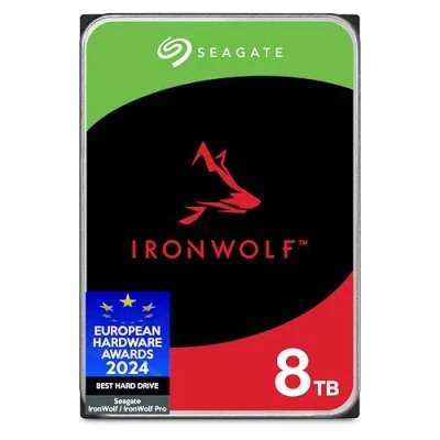 Abbildung von Seagate IronWolf 8 TB interne Festplatte NAS HDD, 3.5 Zoll, 5400 U/Min, 256 MB Cache, SATA 6 Gb/s, silber, inkl. 3 Jahre Rescue Service, Modellnr.: ST8000VNZ02
