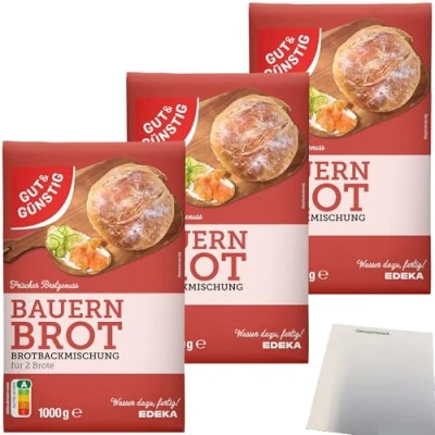 Abbildung von Gut&amp;Günstig Brotbackmischung Bauernbrot 3er Pack (3x1000g Packung) + usy Block