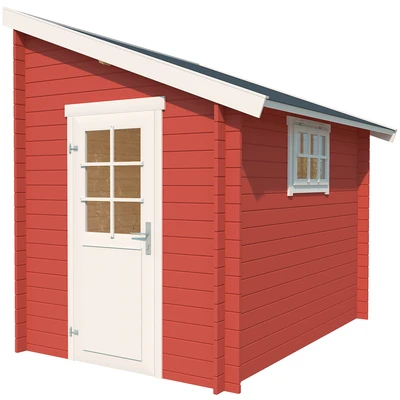 Abbildung von LASITA MAJA Gartenhaus &quot;Jura 2&quot;, Blochbohlenhaus 28mm, Fundamentmass 1800x2750, Schwedenrot
