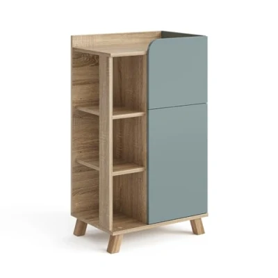 Abbildung von Vicco Unterschrank Karen, Sonoma/Blau Grau, 50 x 90 cm mit Tür und Schublade