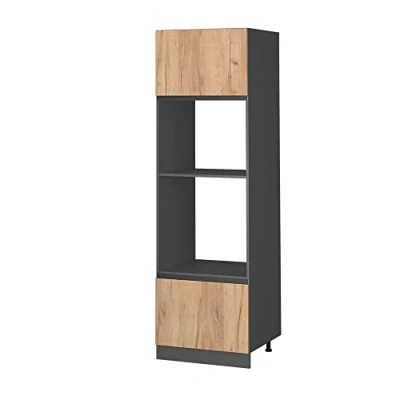 Abbildung von Vicco Mikrowellenumbauschrank R Line, Goldkraft Eiche/Anthrazit, 60 cm J Shape