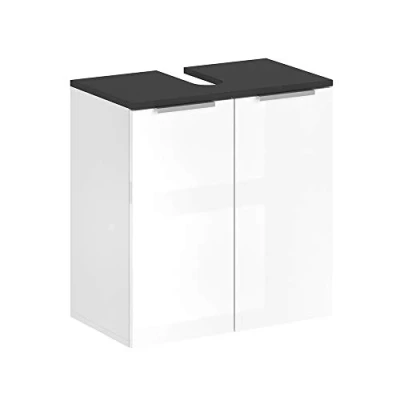 Abbildung von Vicco Waschbeckenunterschrank Otis, Weiß Hochglanz/Anthrazit, 58 x 60 cm verstellbar