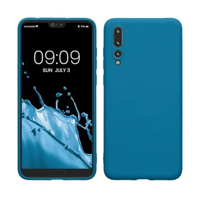 Abbildung von kwmobile Hülle kompatibel mit Huawei P20 Pro weiches TPU Silikon Case Cover geeignet für kabelloses Laden Karibikblau