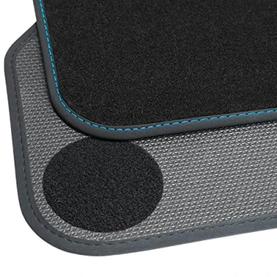 Abbildung von teileplus24 BGF755 Ganzjahres Fußmatten kompatibel mit BMW i4 G26 2021 Wasserdicht, Naht:Blau