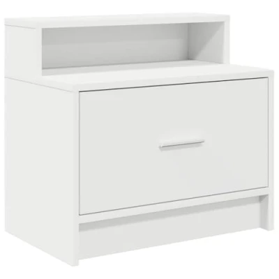 Abbildung von vidaXL Nachttisch mit Schublade Weiß 51x31x47 cm, Nachtschrank, Nachtkommode, Betttisch, Nachtkonsole, Bettschrank, Beistelltisch Schlafzimmer