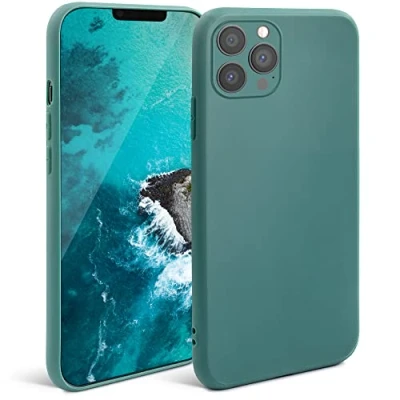 Abbildung von Moozy Minimalist Series Silikon Hülle für iPhone 13 Pro, Blau Grau Mattes Finish, Dünne, Leichte, Weiche TPU Handyhülle Schutzhülle Case Cover