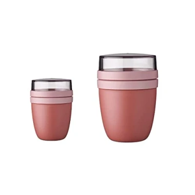 Abbildung von Mepal Lunchbox Lunchpot Fruitpot Snackpot Ellipse Praktischer Müslibecher, Polypropylen (PP), PCTG, mikro &amp; spülmaschinengeeignet, frostfest, 300 + 120 500 200 ml