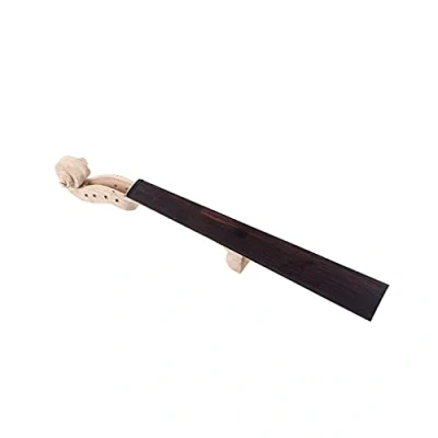 Abbildung von Alnicov Violinenhals Griffbrett für Violine, 4/4 Größe, unlackiertes Ebenholz, mit handgeschnitzter Schnörkelrolle, Ersatzzubehör