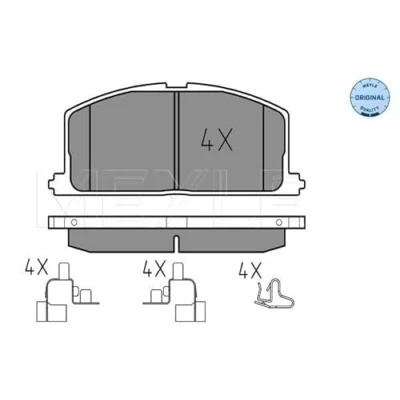 Abbildung von MEYLE 025 208 7015 Bremsbelagsatz ORIGINAL Quality Vorderachse mit akustischer Verschleißwarnung Anti Quietsch Blech TOYOTA: Starlet V Schrägheck