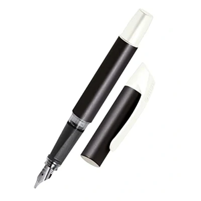 Abbildung von Online Campus Colour Line Schönschreib Füller für Rechtshänder ergonomisches Softtouch Griffstück Standard Tintenpatronen mit hochwertiger Feder Kalligrafie 1,4 mm, Farbe schwarz