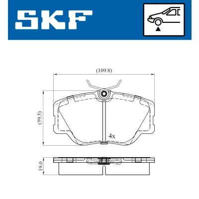 Abbildung von SKF VKBP 80431 Bremsbelagsatz nicht für Verschleißwarnanzeiger vorbereitet MERCEDES BENZ: W124 Limousine, S Klasse Limousine