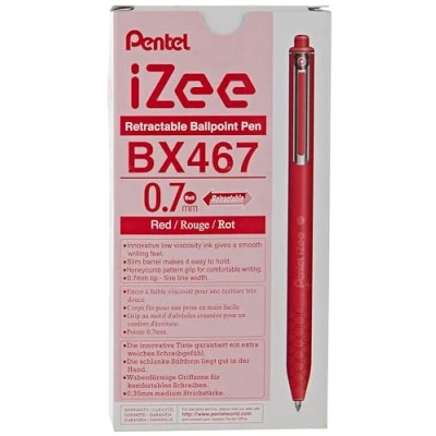 Abbildung von Pentel Druckkugelschreiber I Zee, Rot, 0,7 mm, Packung mit 12 Stück