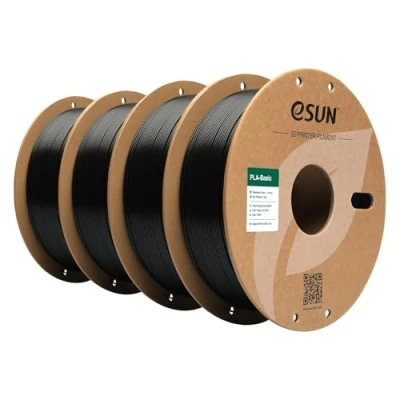 Abbildung von eSUN PLA Filament 1.75mm, Basic 3D Drucker Maßgenauigkeit +/ 0.03mm, 1KG pro Spule, 4 Spulen Druck Filament, Schwarz