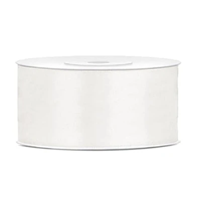 Abbildung von 25 Meter Satinband Creme Band Cremeweiß Breite 38mm Schleifenband Satin Dekoband Weiß Geschenkband Deko Hochzeit Weihnachtsdeko Geschenkverpackung
