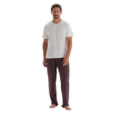 Abbildung von DAGI Waist Striped Regular Nachtwäsche Hose, Herren, Größe: Large, Bordeaux