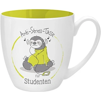 Abbildung von GRUSS &amp; CO Anti Stress Tasse Motiv &quot;Studenten&quot; mit Spruch, 45 cl, New Bone China Geschenk für Ihn 45500