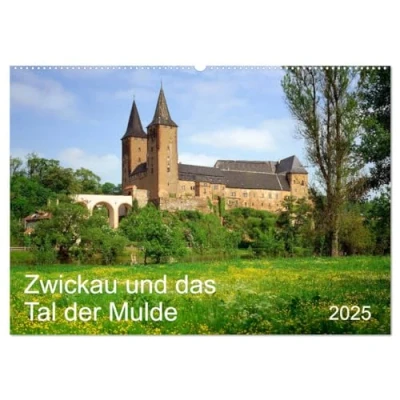 Abbildung von Zwickau und das Tal der Mulde (Wandkalender 2025 DIN A2 quer), CALVENDO Monatskalender