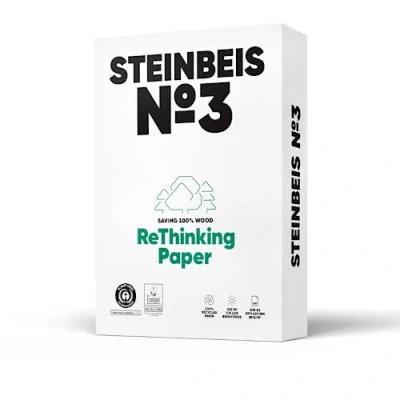 Abbildung von Steinbeis No. 3 Druckerpapier 2500 (5 x 500) Blatt DIN A3 Recycling Papier 80 g/m², Weiß &amp; Chlorfrei, hochwertiges Kopierpapier ISO 90 / CIE 110