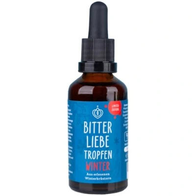 Abbildung von BitterLiebe® Bitterstoffe Tropfen 50ml Limited Winter Edition I winterliche Bittertropfen aus Die Höhle der Löwen Hildegard von Bingen, Bitterkräuter