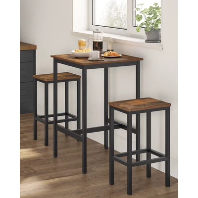 Abbildung von VASAGLE Bartisch Set, Esstisch(60 x 60 90 cm) mit 2 Barhochern
