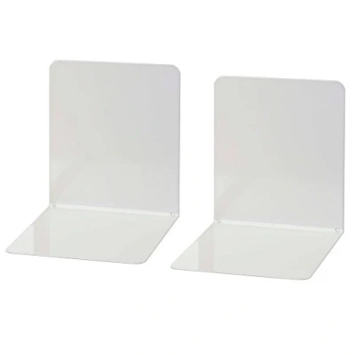 Abbildung von Wedo 1021137 Buchstütze (aus Metall, breite Ausführung, 14 x 12 cm) 2 Stück, lichtgrau
