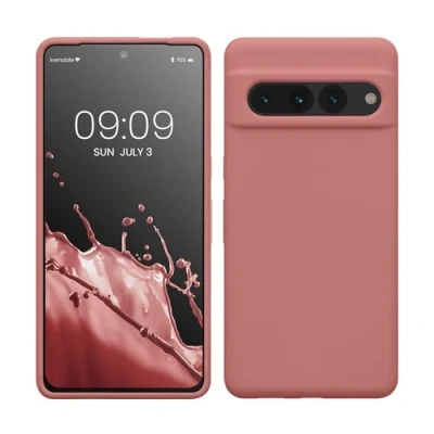 Abbildung von kwmobile Hülle kompatibel mit Google Pixel 7 Pro Silikon Handy Case Handyhülle weiche Oberfläche kabelloses Laden Winter Rose