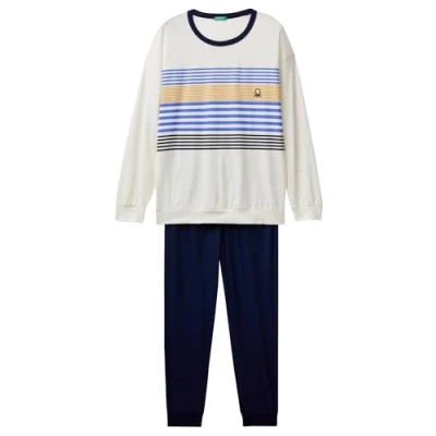 Abbildung von United Colors of Benetton IN LONG Pyjama, Herren, Größe: Medium, White