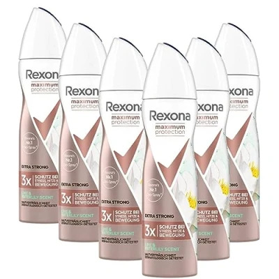 Abbildung von Rexona Maximum Protection Anti Transpirant Spray Lime &amp; Waterlily Scent mit 48 Stunden Schutz gegen starkes Schwitzen und Körpergeruch 150 ml 6 Stück