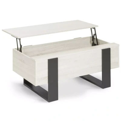 Abbildung von IDMarket Couchtisch, aufklappbare Platte, rechteckig, Phoenix, Holz, Grau
