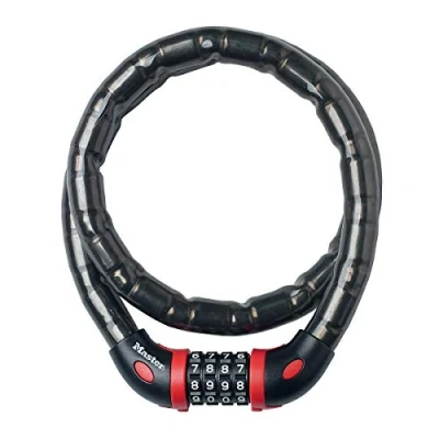 Abbildung von Master Lock 8226EURDPRO Fahrradschloss Kabelschloss [Zahlenschloss] [1 m Stahlkabel] [Wetterfest] Ideal für Fahrräder, Elektrisches Fahrradectric, Skateboards, Kinderwagen, Mähmaschine, Sportgeräte