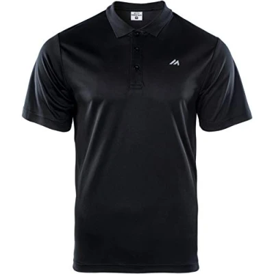 Abbildung von martes Men&#039;s Poloshirt Nodim, Kurzarm, 100% Polyester, Sport Polohemd, Schnelltrocknend und Ultraleicht Polo Shirt, Black/Reflective, S