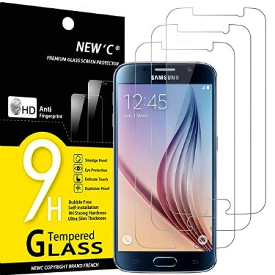 Abbildung von NEW&#039;C 3 Stück, Panzer Schutz Glas für Samsung Galaxy S6, Frei von Kratzern, 9H Härte, HD Displayschutzfolie, 0.33mm Ultra klar, Ultrabeständig